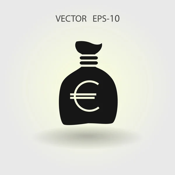Flat long shadow Money bag icon, vector illustration — Stock Vector