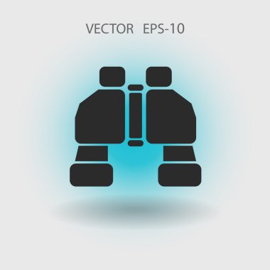 Düz uzun dürbün simgesi, vektör çizim gölge