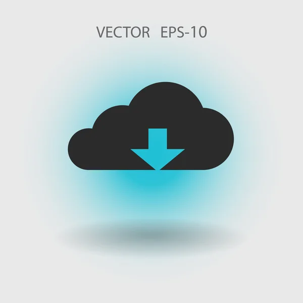 Płaski ikonę Pobierz chmura — Wektor stockowy