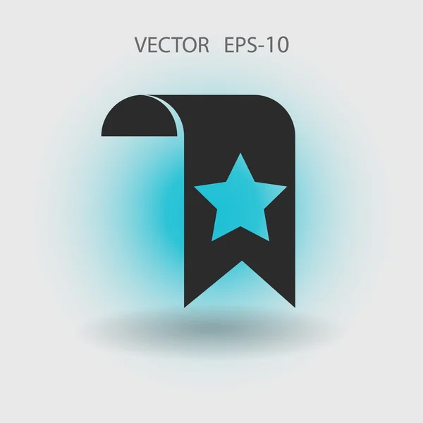 Flat long shadow Icono favorito de marcador, ilustración vectorial — Vector de stock