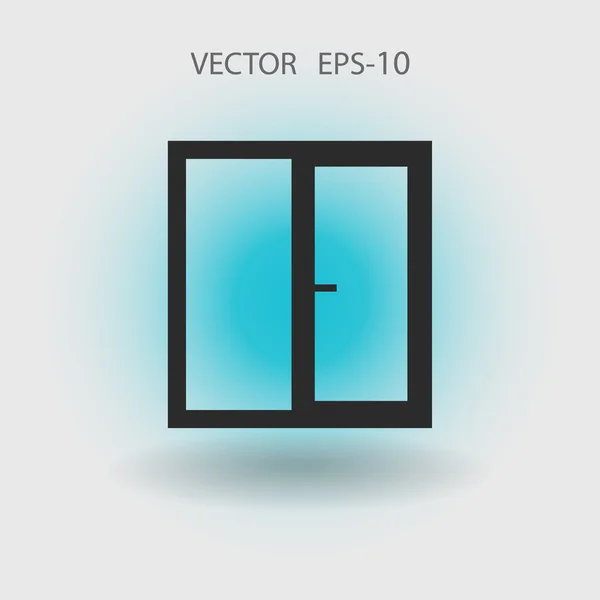 Flat long shadow Icono de ventana, ilustración vectorial — Vector de stock