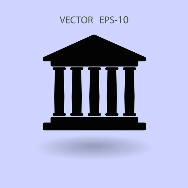 Platte pictogram van bank gebouw — Stockvector