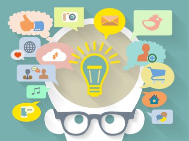  Flat Design style illustration of social media concept