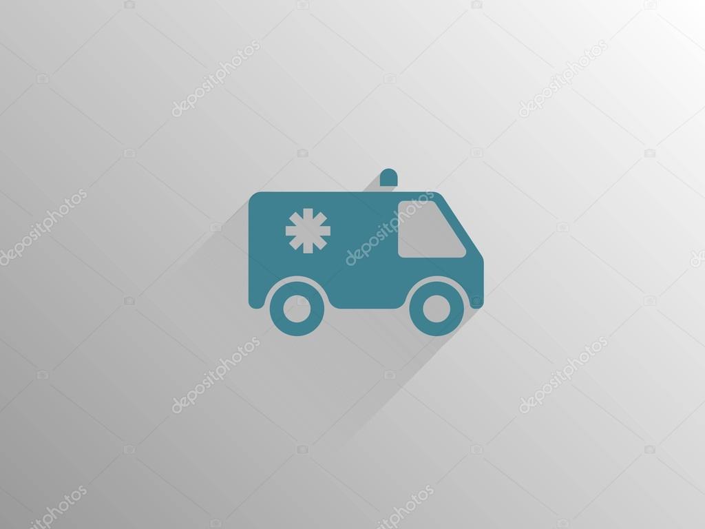 Flat long shadow icon of ambulance