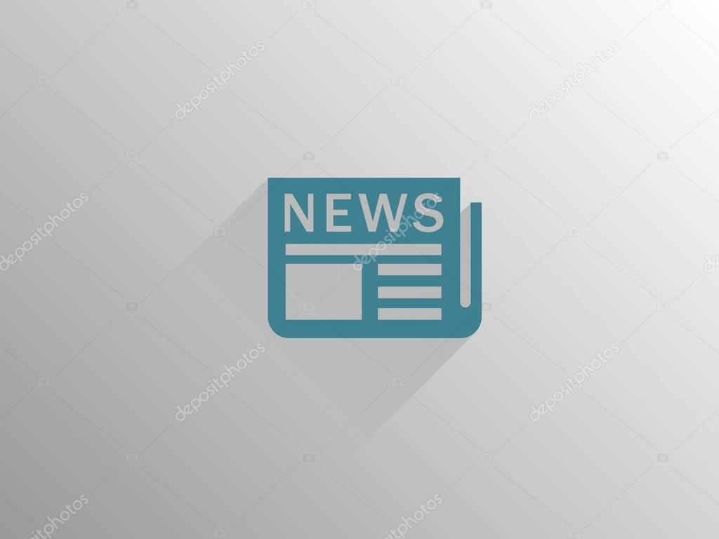 Flat long shadow icon of news