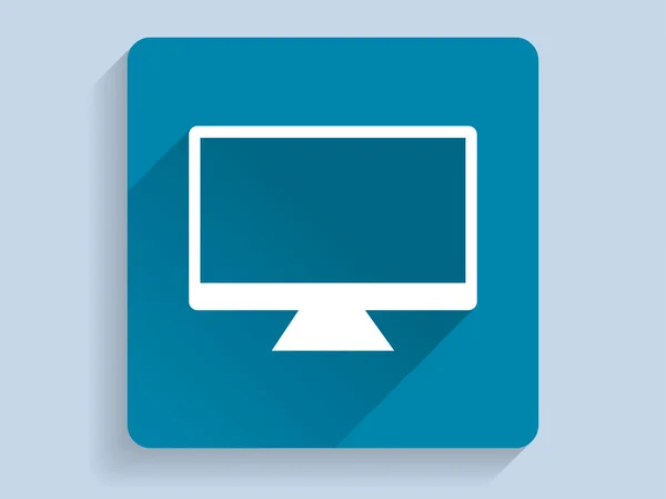 Płaski długi cień ikonę monitora — Wektor stockowy