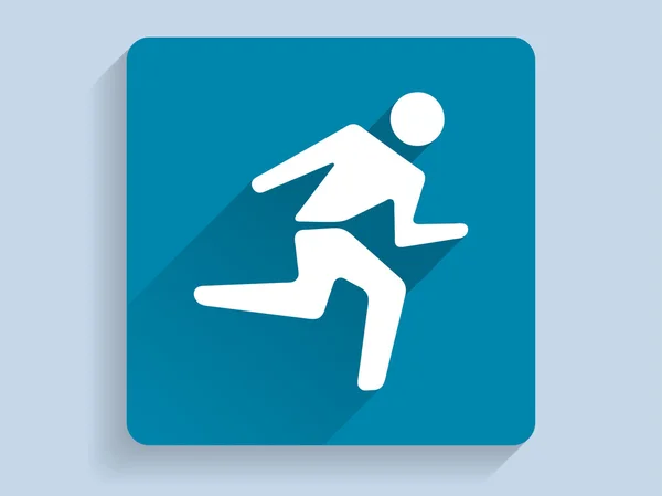 Flache lange Schatten-Ikone des Running Man — Stockvektor