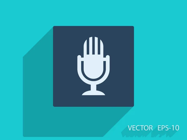Icono plano de micrófono — Vector de stock