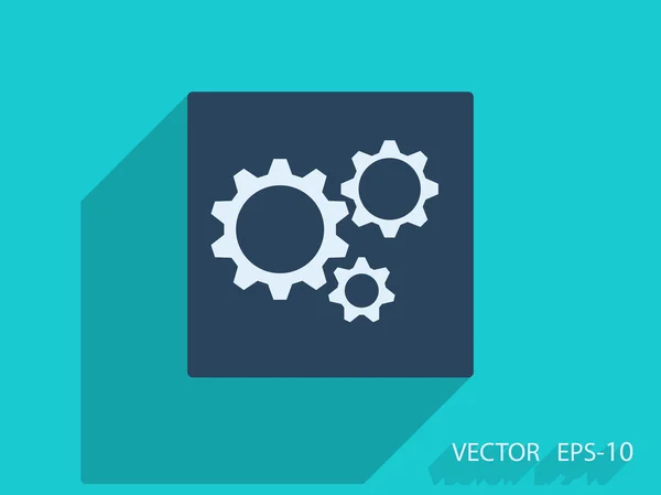 Ícone plano de engrenagens — Vetor de Stock