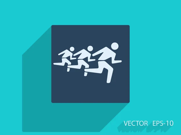 Flat icon of running people — Stock Vector
