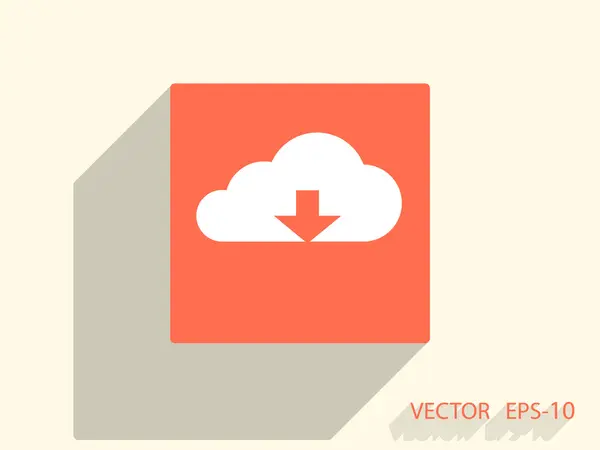 Icono plano de la nube de descarga — Vector de stock