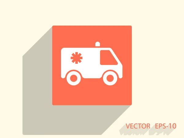 Ícone plano de ambulância — Vetor de Stock