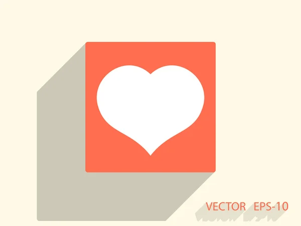 Icono plano del corazón — Vector de stock