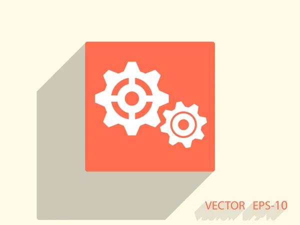 Icono plano de engranajes — Vector de stock