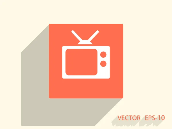 Platte pictogram van tv — Stockvector