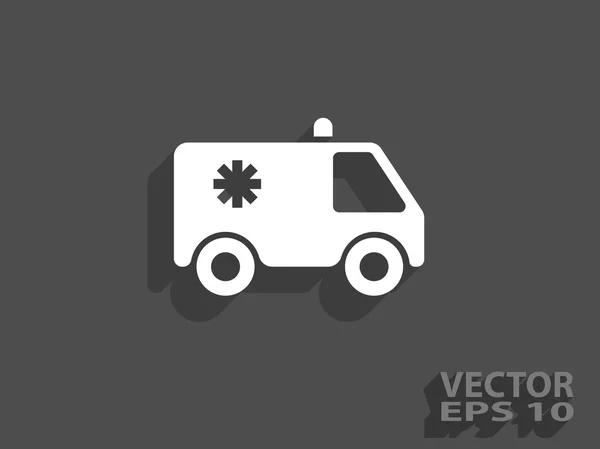 Ikon ambulans yang datar - Stok Vektor