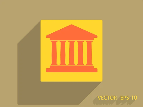 Flat  icon of bank building — Stock Vector