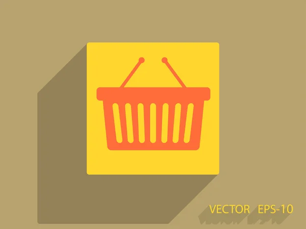Icono plano de la cesta de compras — Archivo Imágenes Vectoriales