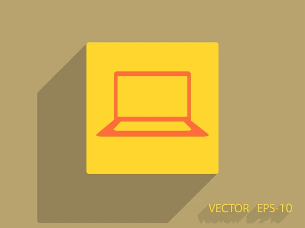 Platte pictogram van laptop — Stockvector