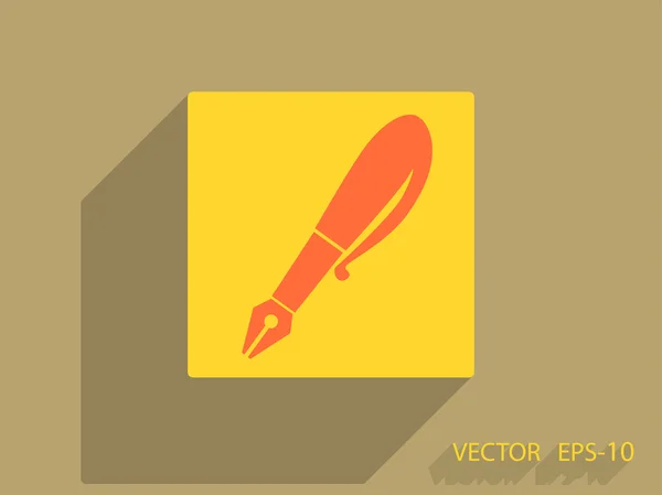 Icono plano de la pluma — Vector de stock