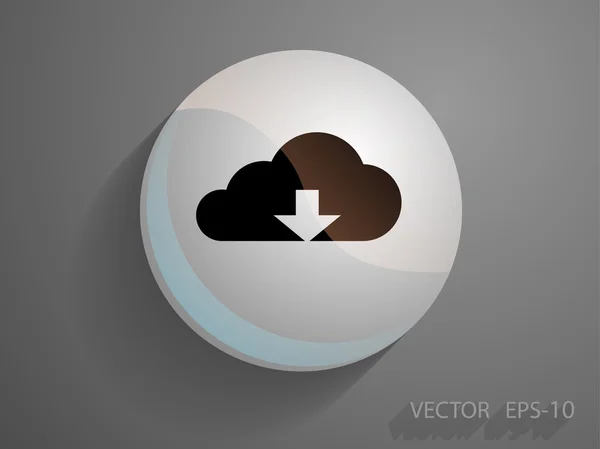 Icono plano de la nube de descarga — Vector de stock