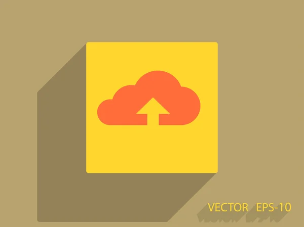 Ícone plano de nuvem de upload — Vetor de Stock