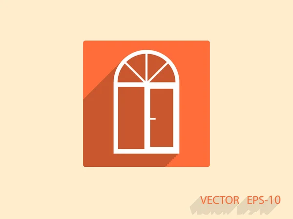 Flat long shadow Icono de ventana, ilustración vectorial — Vector de stock