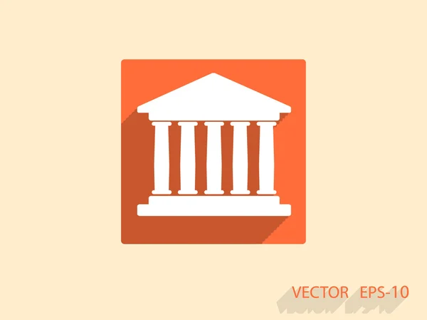 Flat  icon of bank building — Stock Vector