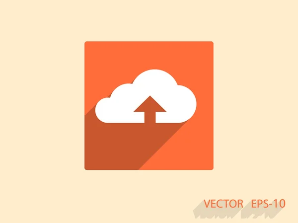 Ícone plano de nuvem de upload — Vetor de Stock