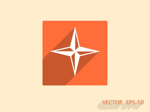 Icono plano de brújula — Vector de stock