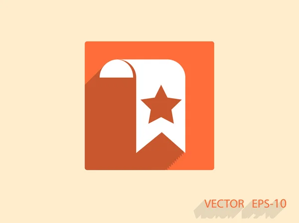 Flat long shadow Icono favorito de marcador, ilustración vectorial — Vector de stock