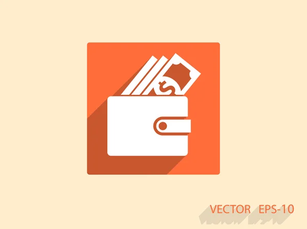 Flat long shadow Wallet icon, vector illustration — Stock Vector