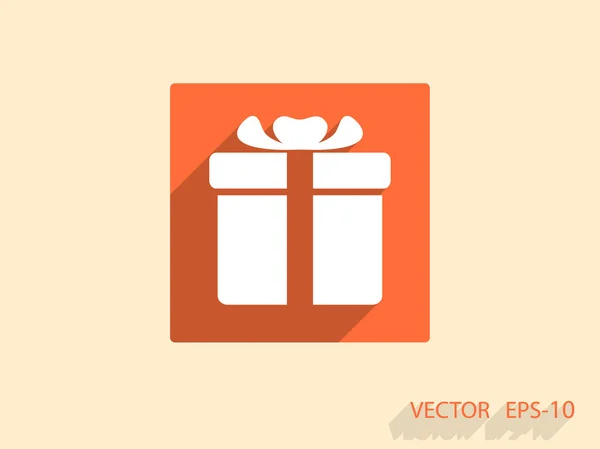 Flat long shadow Gift box icon, vector illustration — Stock Vector