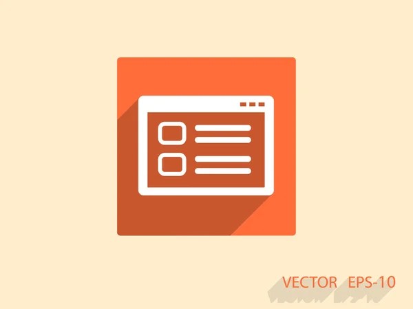 Flat long shadow Icono de ventana web, ilustración vectorial — Archivo Imágenes Vectoriales