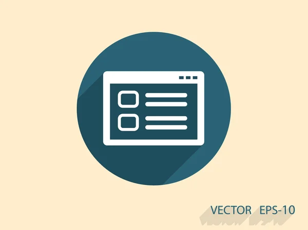 Plat lange schaduw Web vensterpictogram, vectorillustratie — Stockvector