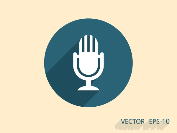 Platte pictogram van microfoon — Stockvector