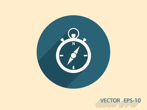 Ikon bayangan Stopwatch panjang datar, ilustrasi vektor - Stok Vektor