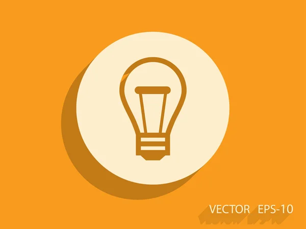 Icono plano de la bombilla — Vector de stock