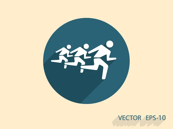 Flat icon of running mans — Stock Vector