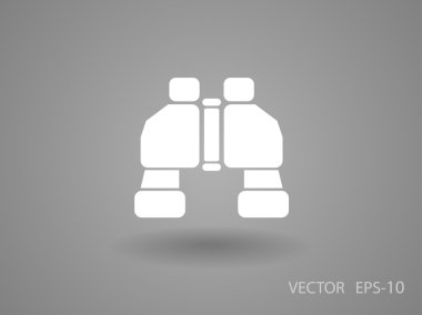 Düz uzun dürbün simgesi, vektör çizim gölge