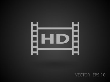 Hd video düz simgesi