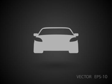 Düz uzun gölge araba simgesi, vektör illüstrasyonu