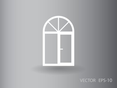 Düz uzun pencere simgesi, vektör çizim gölge