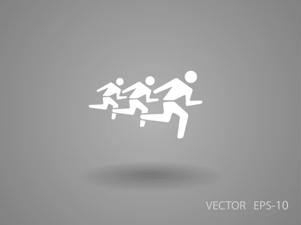 Flat icon of running mans — Stock Vector