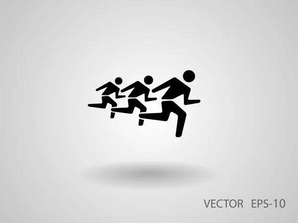 Flat icon of running mans — Stock Vector