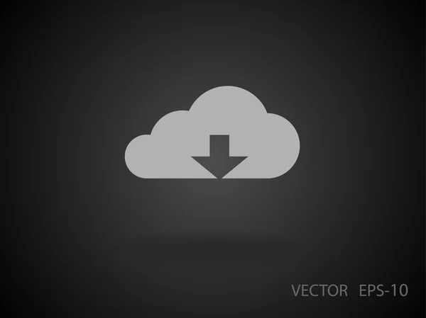 Icône plate du cloud de téléchargement — Image vectorielle