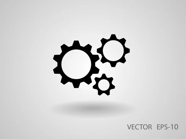 Icono plano de engranajes — Vector de stock