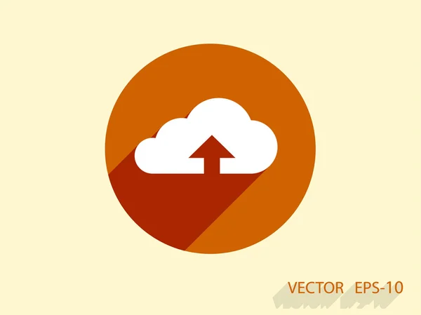 Ícone plano de nuvem de upload — Vetor de Stock