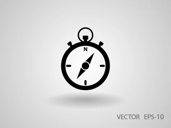 Düz uzun kronometre simgesi, vektör çizim gölge — Stok Vektör