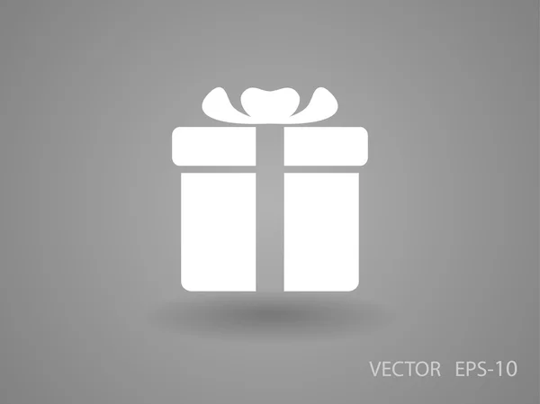 Плоская длинная тень Значок коробки подарка, векторная иллюстрация — стоковый вектор